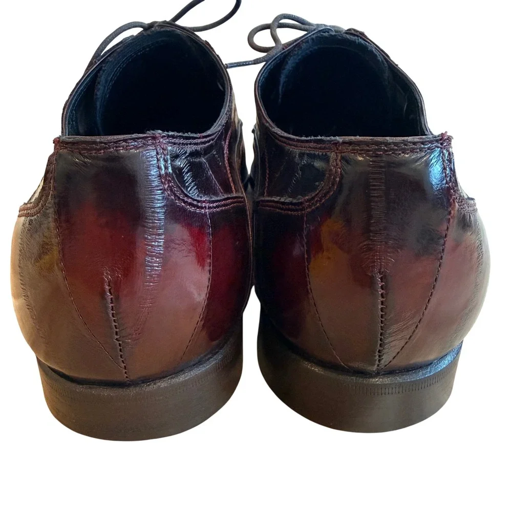 Dolce & Gabbana Mens Eel Skin Pointed Toe Oxford Shoes Burgundy Wine Size 9/42EU